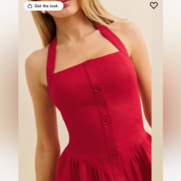 REFORMATION MARIELA LINEN DRESS IN LIPSTICK, SIZE 4 - Picture 3 of 8